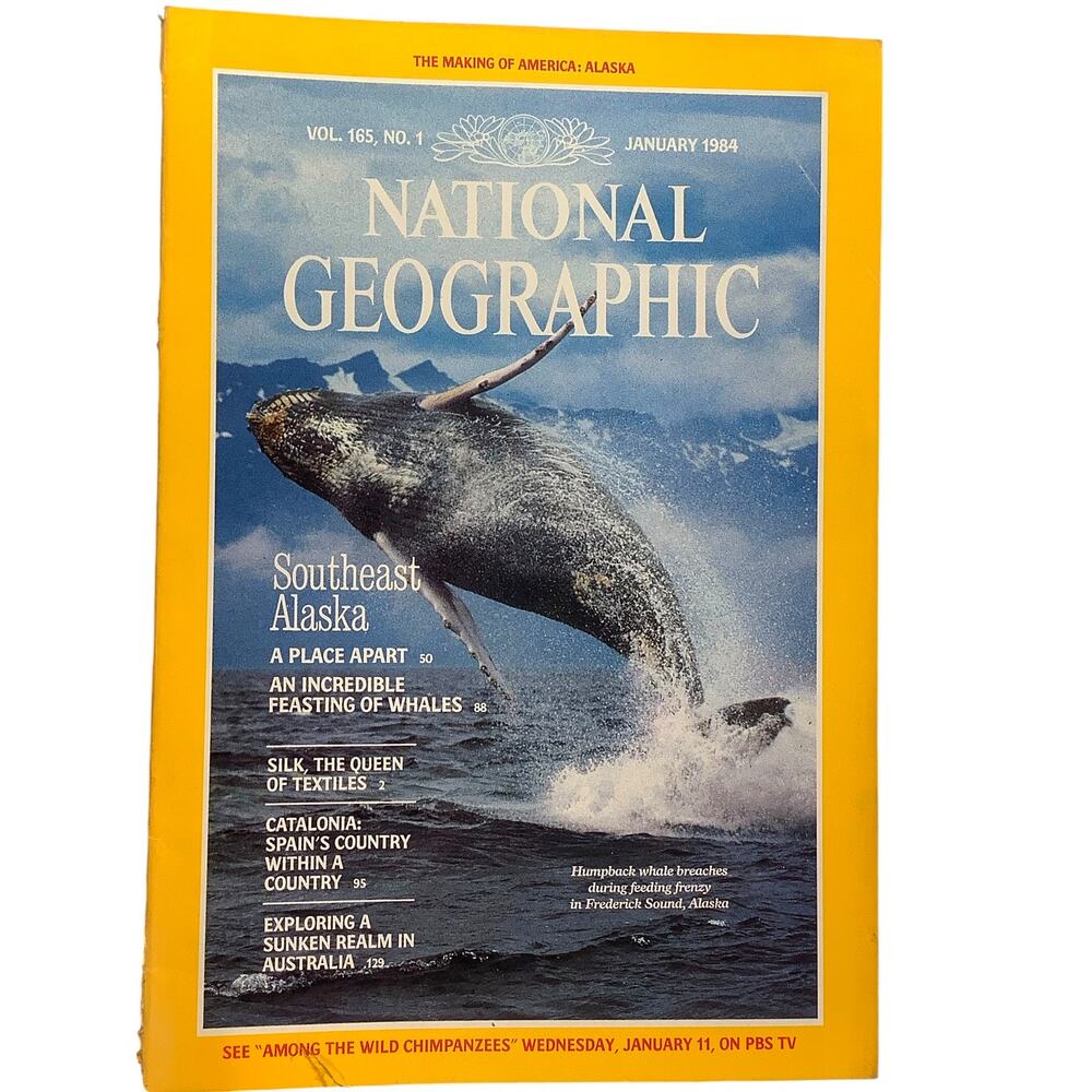 National Geographic January 1984 -Catalonia, Textiles, Australia, Alaska, Whales
